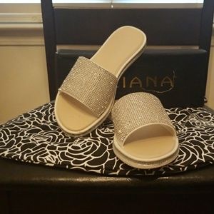 Flat wide strap sandal